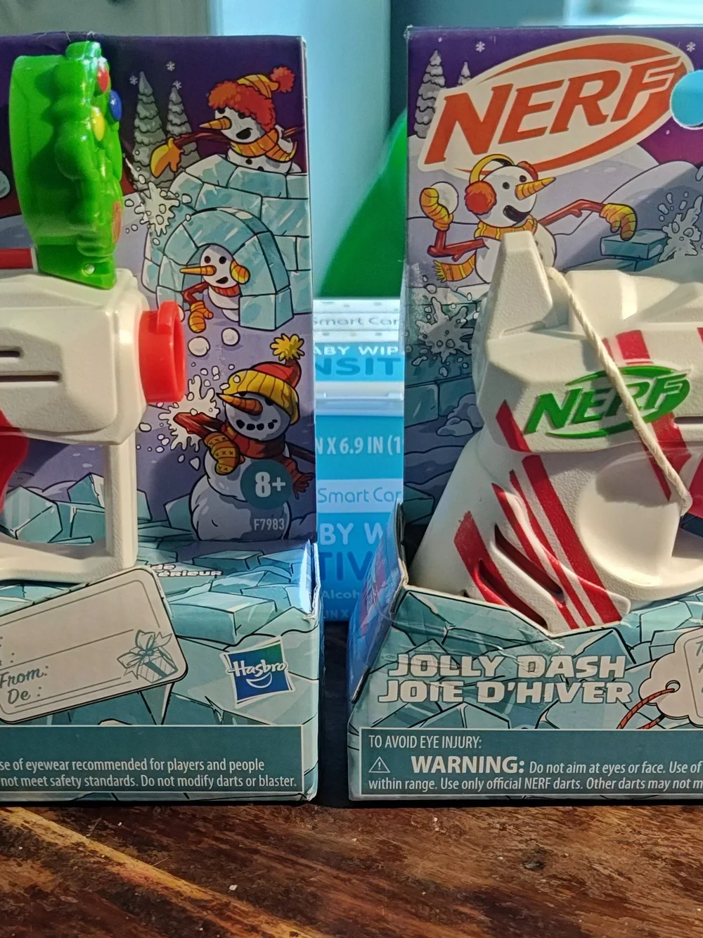 Nerf Set Of Two New In Box Jolly Dash Winter Blaster Set in White, Red & Green
